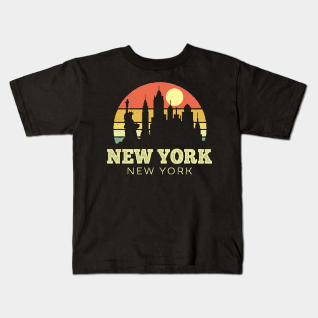 New York New York Vintage Sunset Kids T-Shirt by DetourShirts